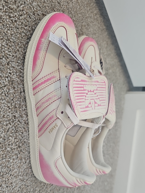 adidas Shoes - adidas Cream Sneakers with Pink Ombre Accents Long Tongue